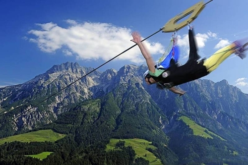 Flying Fox XXL Leogang near Salzburg, Austria,